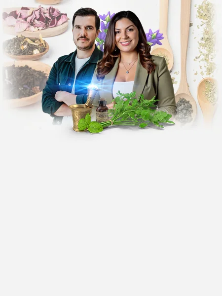 Casal com ervas medicinais